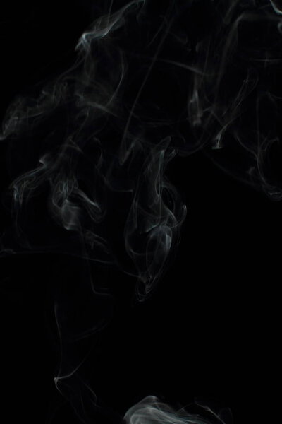 White smoke texture on black background