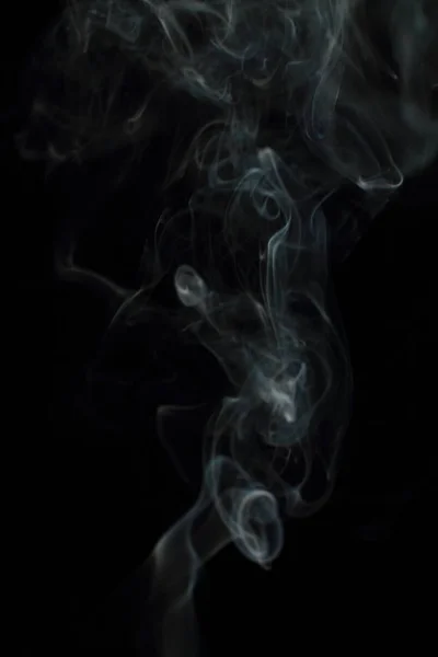 White Smoke Texture Black Background — Stock Photo, Image