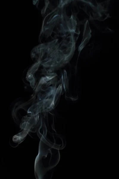 White Smoke Texture Black Background — Stock Photo, Image