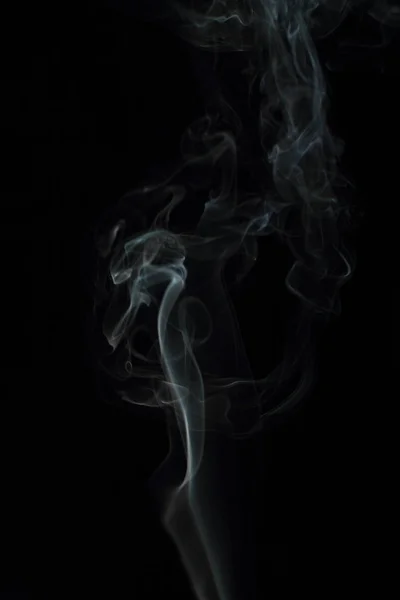 White Smoke Texture Black Background — Stock Photo, Image