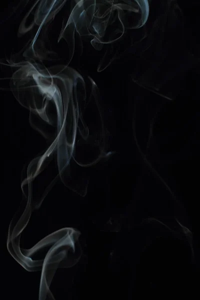 White Smoke Texture Black Background — Stock Photo, Image