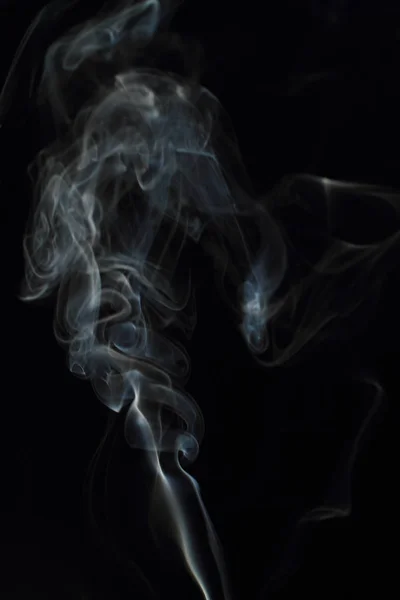 White Smoke Texture Black Background — Stock Photo, Image