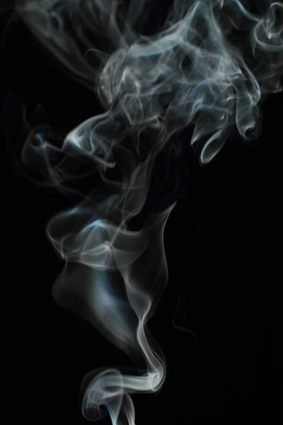 White Smoke Texture Black Background — Stock Photo, Image