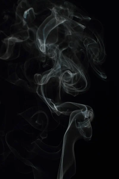 White Smoke Texture Black Background — Stock Photo, Image