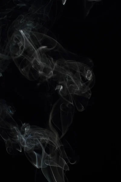 White Smoke Texture Black Background — Stock Photo, Image