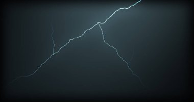 Gerçekçi yansımalar siyah bir zemin üzerine yıldırım
