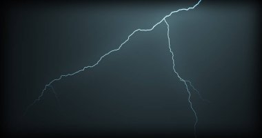 Gerçekçi yansımalar siyah bir zemin üzerine yıldırım