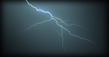 Gerçekçi yansımalar siyah bir zemin üzerine yıldırım