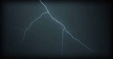 Gerçekçi yansımalar siyah bir zemin üzerine yıldırım