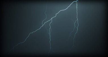 Gerçekçi yansımalar siyah bir zemin üzerine yıldırım