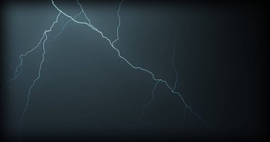 Gerçekçi yansımalar siyah bir zemin üzerine yıldırım
