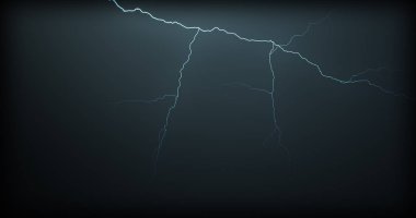 Gerçekçi yansımalar siyah bir zemin üzerine yıldırım