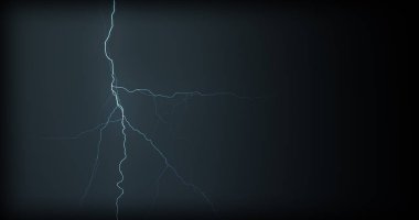 Gerçekçi yansımalar siyah bir zemin üzerine yıldırım