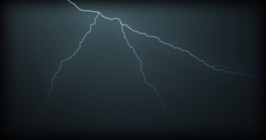 Gerçekçi yansımalar siyah bir zemin üzerine yıldırım