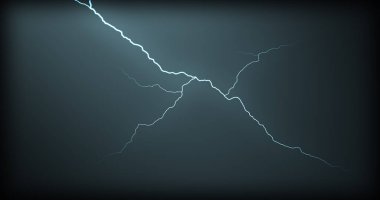 Gerçekçi yansımalar siyah bir zemin üzerine yıldırım