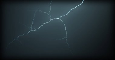 Gerçekçi yansımalar siyah bir zemin üzerine yıldırım