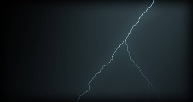 Gerçekçi yansımalar siyah bir zemin üzerine yıldırım