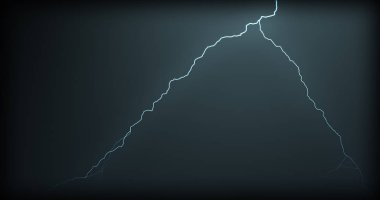 Gerçekçi yansımalar siyah bir zemin üzerine yıldırım