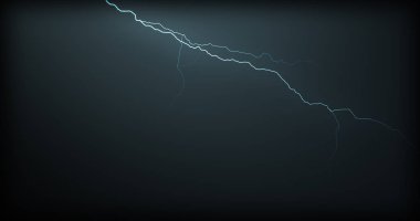Gerçekçi yansımalar siyah bir zemin üzerine yıldırım