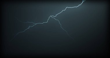 Gerçekçi yansımalar siyah bir zemin üzerine yıldırım