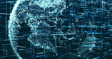 Koyu arkaplanda mavi tonlarda benzer veriler