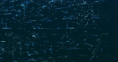 Koyu arkaplanda parlak mavi neon veri matris resim şablonu