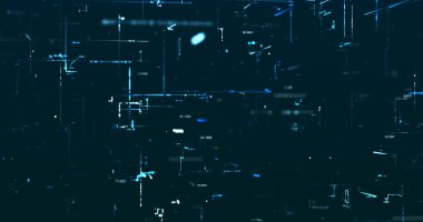 Koyu arkaplanda parlak mavi neon veri matris resim şablonu