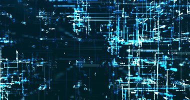 Koyu arkaplanda mavi tonlarda benzer veriler