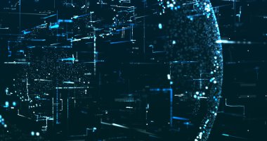 Koyu arkaplanda mavi tonlarda benzer veriler