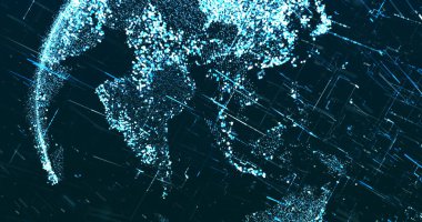 Koyu arkaplanda mavi tonlarda benzer veriler