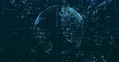 Koyu arkaplanda mavi tonlarda benzer veriler