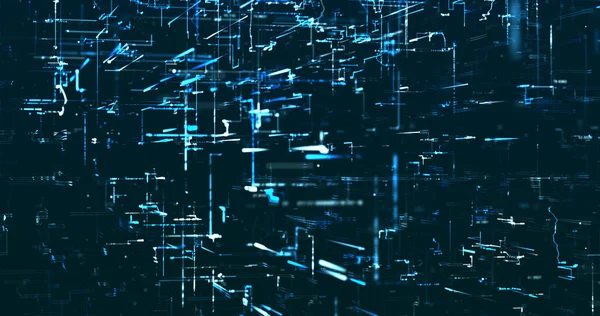 Ljusblå Neon Data Matris Stil Bild Mall Mörk Bakgrund — Stockfoto