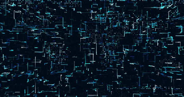 Koyu arkaplanda parlak mavi neon veri matris resim şablonu