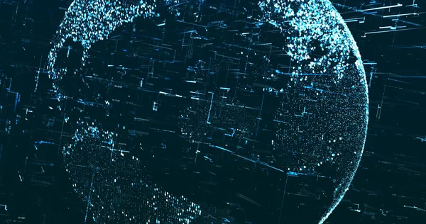Matrix Achtige Gegevens Blauwe Tinten Donkere Achtergrond — Stockfoto