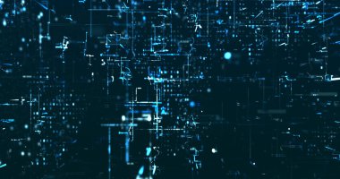 Koyu mavi arkaplanda neon mavisi küresel veri resmi