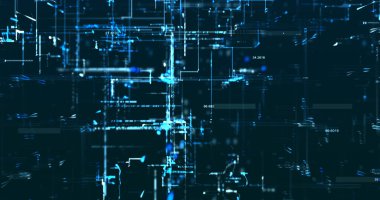 Koyu mavi arkaplanda neon mavisi küresel veri resmi