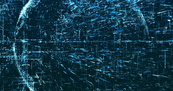 Neon Blue Global Data Image Dark Blue Background — Fotografia de Stock