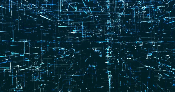 ダークブルーの背景にネオンブルーの世界的なデータ画像 — ストック写真