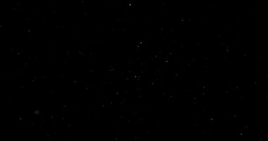 Siyah zemin üzerinde rastgele uçan küçük beyaz parçacıklara sahip video