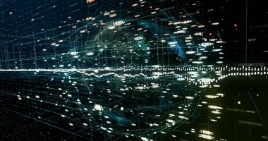 Soyut ağ arkaplanı. 3B görüntüleme