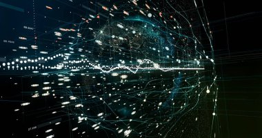 Soyut ağ arkaplanı. 3B görüntüleme