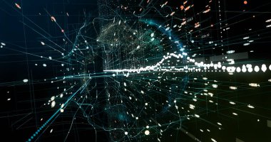 Soyut ağ arkaplanı. 3B görüntüleme