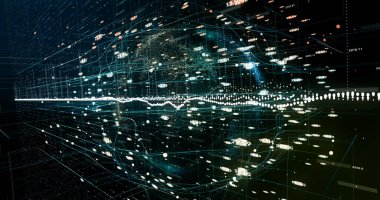 Soyut ağ arkaplanı. 3B görüntüleme