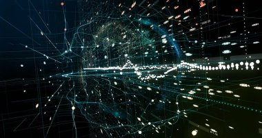 Soyut ağ arkaplanı. 3B görüntüleme