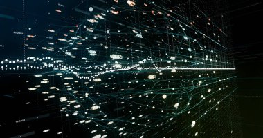 Soyut ağ arkaplanı. 3B görüntüleme