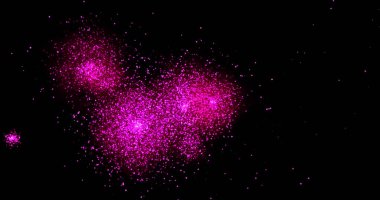 Parlak soyut menekşe desen tasarımı, koyu arkaplanda mor havai fişekler 