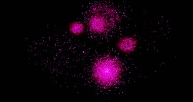 Parlak soyut menekşe desen tasarımı, koyu arkaplanda mor havai fişekler 