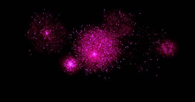 Parlak soyut menekşe desen tasarımı, koyu arkaplanda mor havai fişekler 