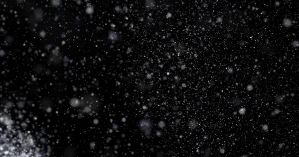 Textura Abstracta Escamas Polvo Nieve Cayendo Sobre Fondo Oscuro — Foto de Stock