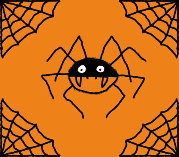 Spinnennetz und Spinnenillustration — Stockfoto